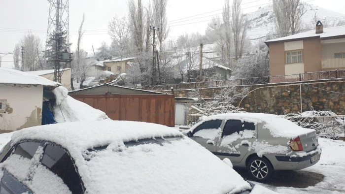 Başkale'de nisan ayında kar yağışı