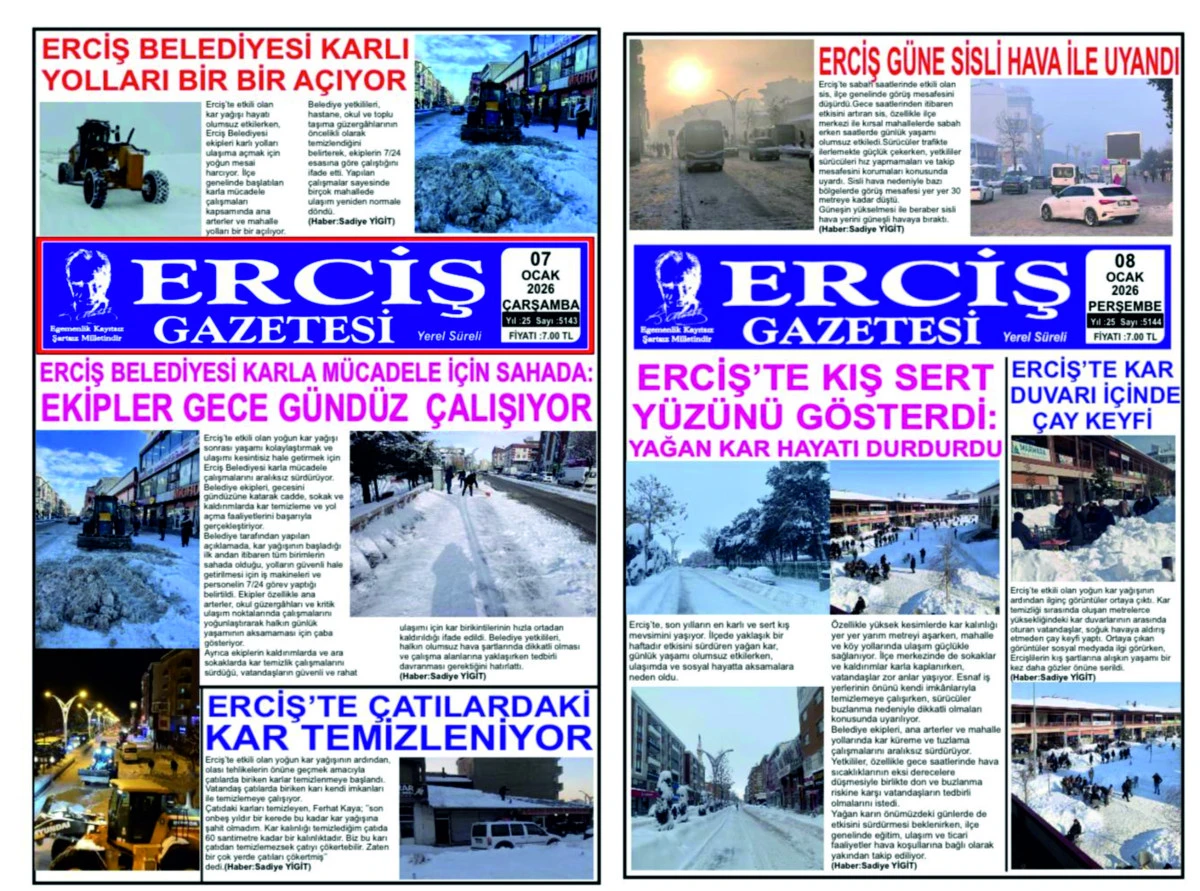 Erciş Gazetesi Kar Esaretinde de Ercişlilerin Yanında Oldu