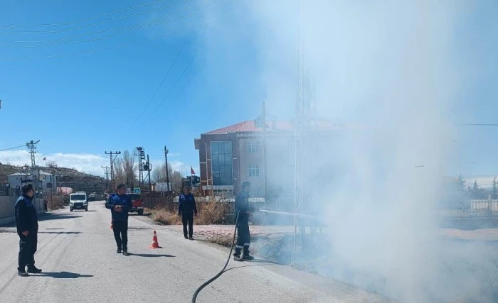 Van'da anız yangını