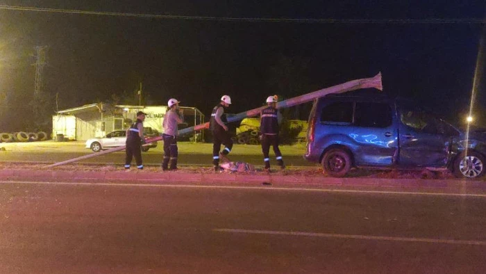 Van'da kamyonet, aydınlatma direğine çarptı: 3 yaralı